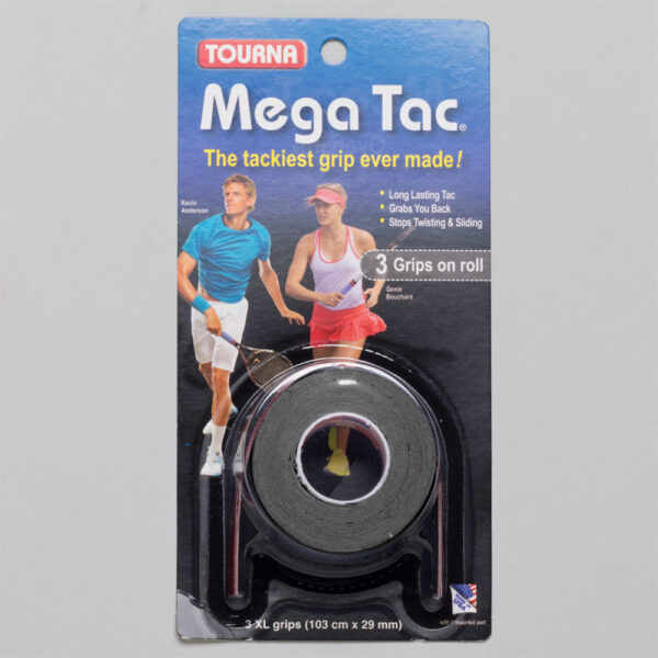 Tourna Mega Tac Overgrips 3 Pack Tennis Overgrips Black