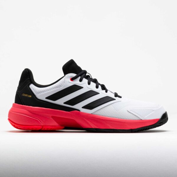 adidas CourtJam Control 3 Men's Tennis Shoes White/Core Black/Lucid Red Size 8.5 Width D - Medium