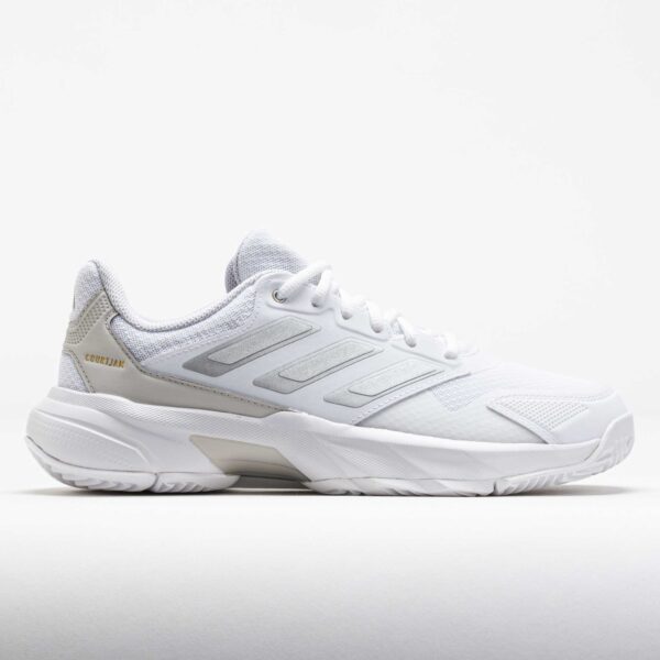 adidas CourtJam Control 3 Women's Tennis Shoes White/Silver Metallic/Grey One Size 9 Width B - Medium