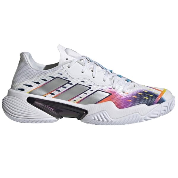 Adidas Women's Barricade Tennis Shoes (White/Silver Metallic/Bright Cyan)