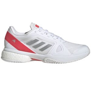 Adidas Women's Stella Court Tennis Shoes (White/Silver Metal/Lucid Red)