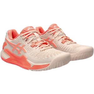 Asics Women's Gel-Resolution 9 Tennis Shoes (Pearl Pink/Sun Coral)