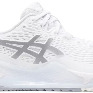 Asics Women's Gel-Resolution 9 Tennis Shoes (White/Pure Silver)