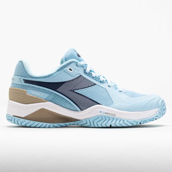 Diadora Blushield Torneo 3 AG Women's Tennis Shoes Corydalis Blue/Black Iris Size 10 Width B - Medium