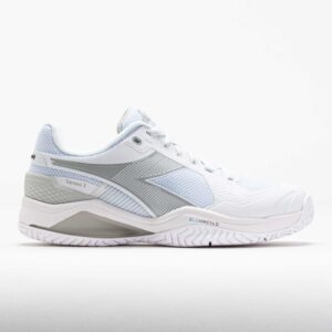 Diadora Blushield Torneo 3 AG Women's Tennis Shoes White/Silver Size 10 Width B - Medium