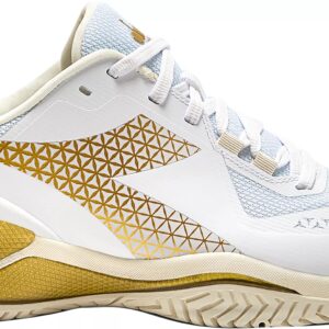 Diadora Women's Blushield Torneo 2 All Ground Tennis Shoes (White/Gold)