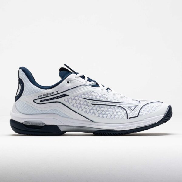 Mizuno Wave Exceed Tour 6 Clay Men's Tennis Shoes White/Dress Blues Size 13 Width D - Medium