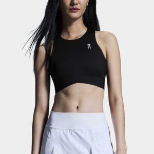 On Court Crop Top Women's Tennis Apparel Black, Size Large